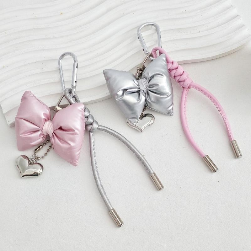 Stylish Heart Bowknot Keychain Pendant Suitable for Women's Handbags Phone Case Purses Adding Style to Your Accessories