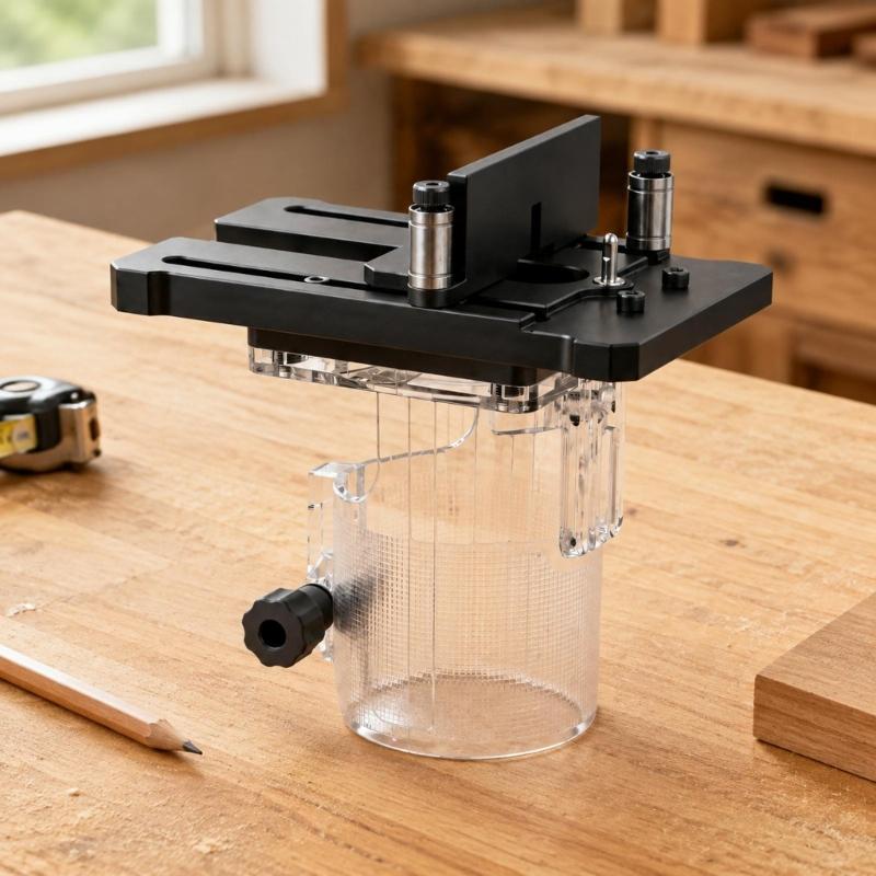 Guide Roller Slotting Attachment with Clear Base and Metal Body for Grooving Work, Guided Contact, Workshop Use, and Trim Work Support