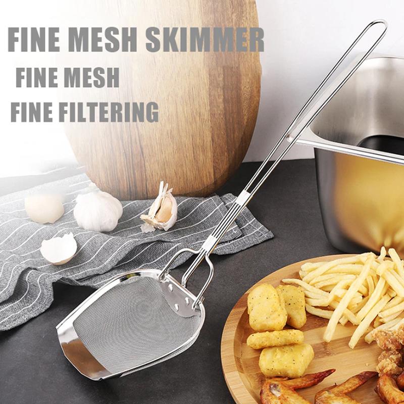 Stainless Steel Fryer Screen French Fries Frame Square Filter Net Encrypt Colander Strainers Shaped Frying Mesh Basket Strainer