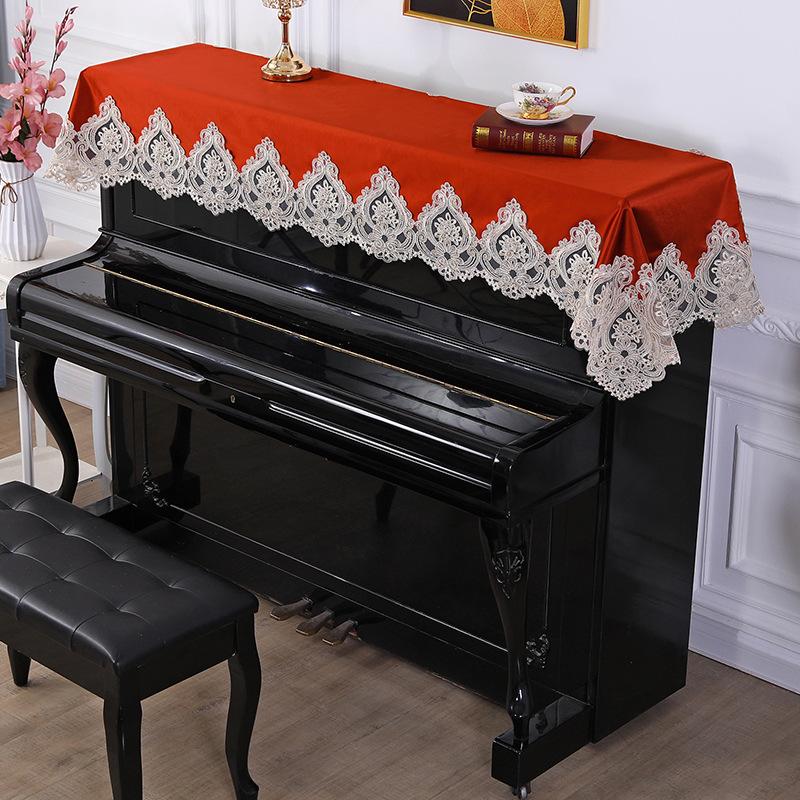 European Lace Piano Embroidered Cover Dustproof Universal Piano Cover Keyboard Cover Fabric for Upright and Digital Piano Stool Decorat Protect Cover