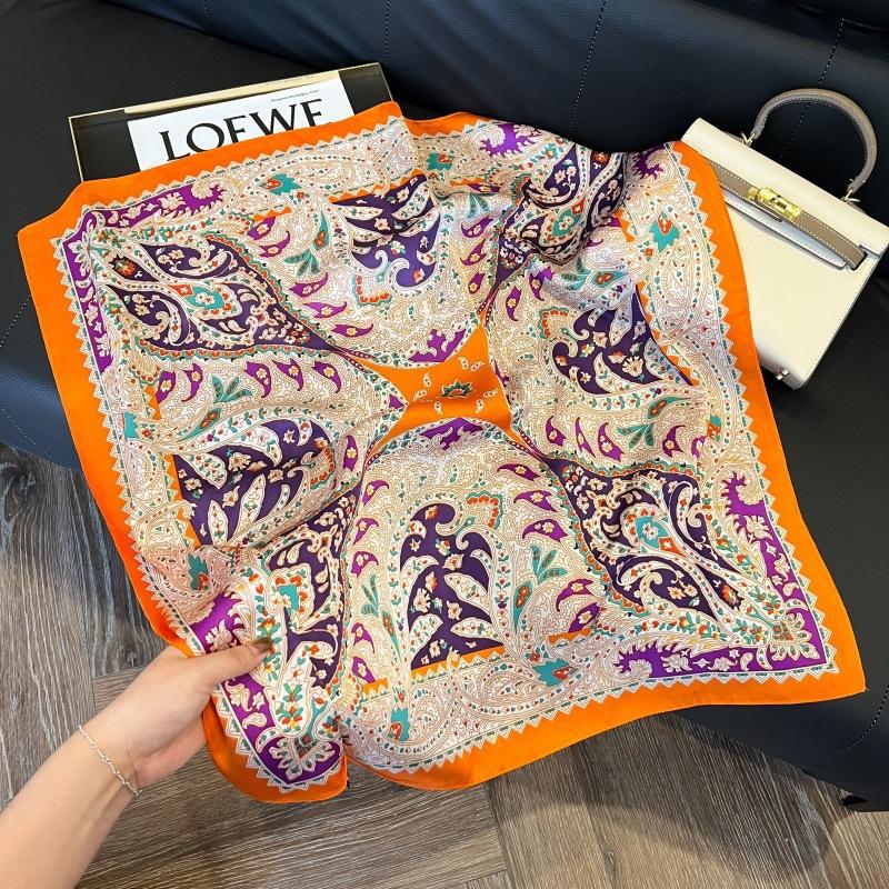 Silk scarf 71 * 71 imitation silk square scarf Korean atmosphere neck silk scarf flower pattern flower polka dot scarf