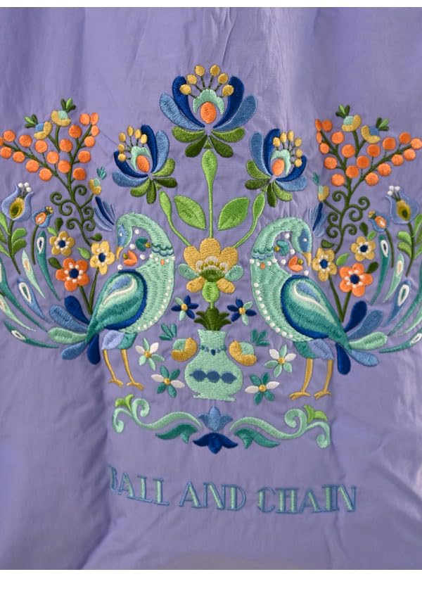 Ball and Chain M Size Flower Peacock Shopping Bag Eco Bag 301036 [Ball & Chain] F.PEACOCK (LAVENDER, M)