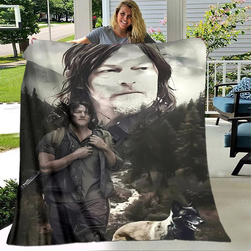 1pc Blanket The Walking Dead Daryl Dixon2 Print Design, Lightweight Blanket for Sofa, Bed- Soft &Warm, Gift for All Seasons like Christmas, Halloween