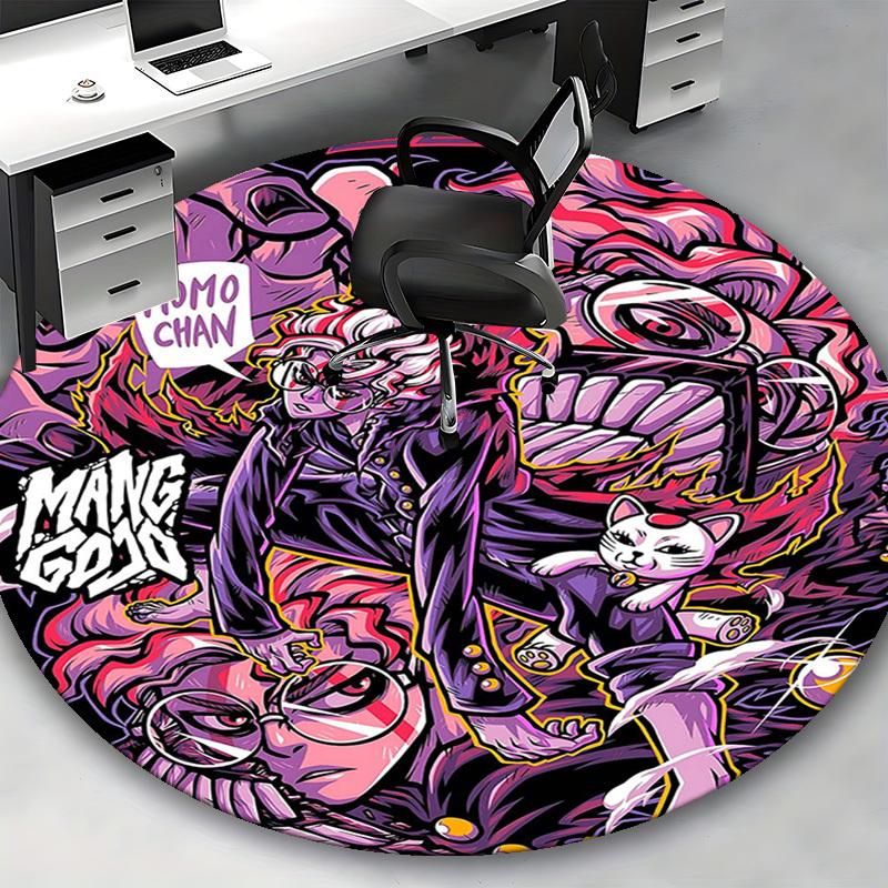 1pc Anime Cartoon Design Momo Chan Mang God Round Carpet Office Chair Mat Non-Slip Rug Suitable for Home Decor, Living Room