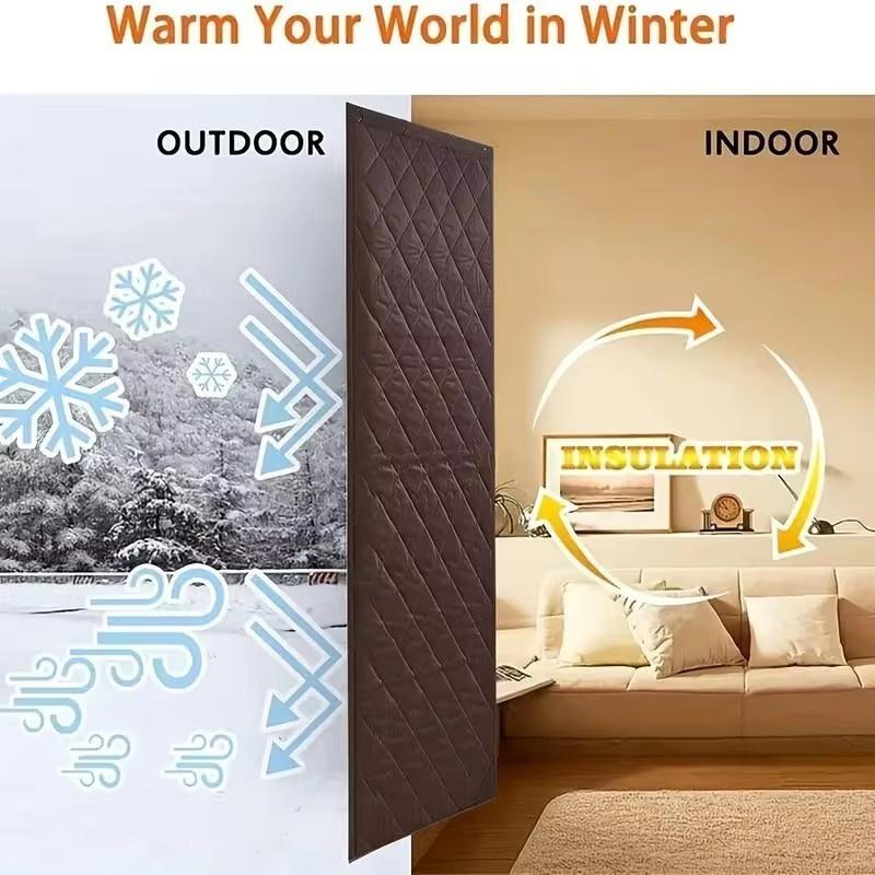 Winter Cotton Household Insulation, Heat Insulation, Windproof Door Curtain Solid Color Thickened Windproof, Cold Proof