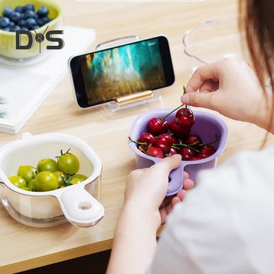 Drain Basket Colander Fruits Vegetables Strainer Dual-Layer Design Food-Grade BPA Free Kitchen Draining Basket with Handle