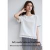 VICTORIA&VERA Women's Lace-Trim Short Sleeve T-Shirt
