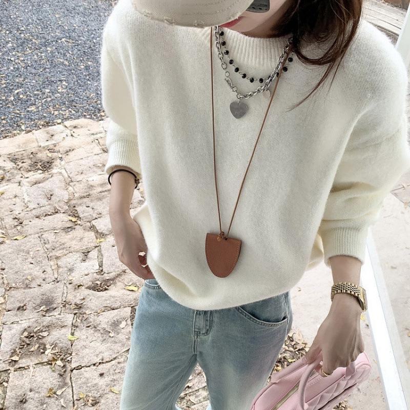 

Повседневный свитер с круглым вырезом KANING Candy Color для женщин - коллекция осень/зима 2024 года One Size покинуть белый