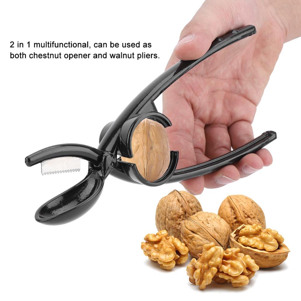 Walnut Cracker Tool 2-in-1 Chestnut Clip Multifunctional Aluminum Alloy Walnut Cracker Quick Heavy Duty Nut Opener Kitchen