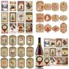 Weihnachtsdekorative Weinflaschenetiketten mit Vintage-Design für Feiertags-Partydeko