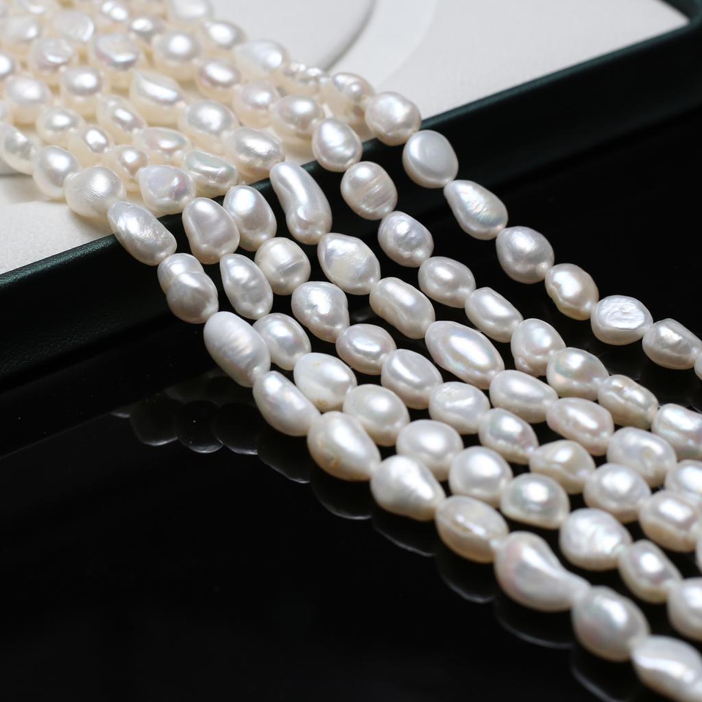1String, White Natural Freshwater Pearls, Boho Handmade Straight Hole Pearl Beads for Jewelry Making DIY Necklaces Crafts (Beads 8-9mm, Length 36cm)