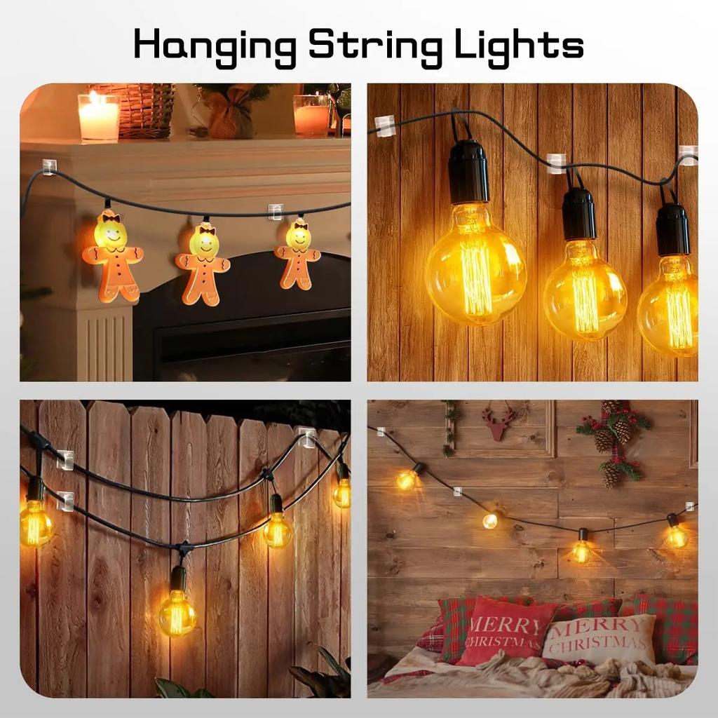 5-100Pcs Christmas Light Clips Hooks for Outdoor String Lights Clips Wire Holder for Hanging Lights Wall Cable Fairy Lights