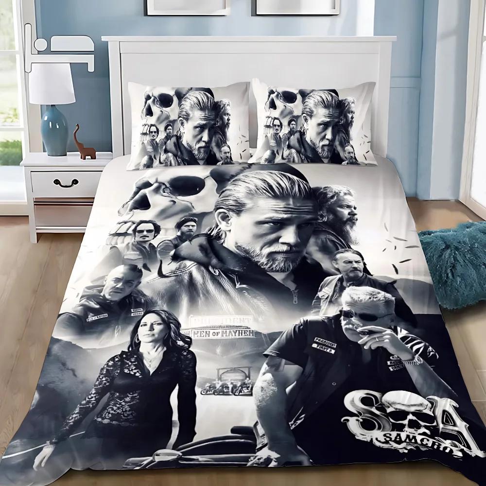 Sons of Anarchy Retro Duvet Cover Pillowcase Bedding Set Adult Boy Girl Bedroom Decoration Children Gift Single Double Size