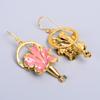 Natural Opal Gold Finish Dangle Sisters Gift Electroformed New Earrings Jewelry V-73