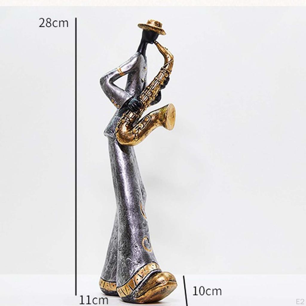 Artistic Retro Rocking Horse Musician Wood Resin Sculpture Figurine Ornament for Home Office Bedroom