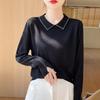 New Spring and Autumn Worsted Knitted Sweater Women's Doll Collar Diamond Loose and Skinny Pullover Bottom Shirt
