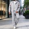 Men's Color Block Striped Tracksuit Set for Fall Winter Running, Jogging and Casual Wear