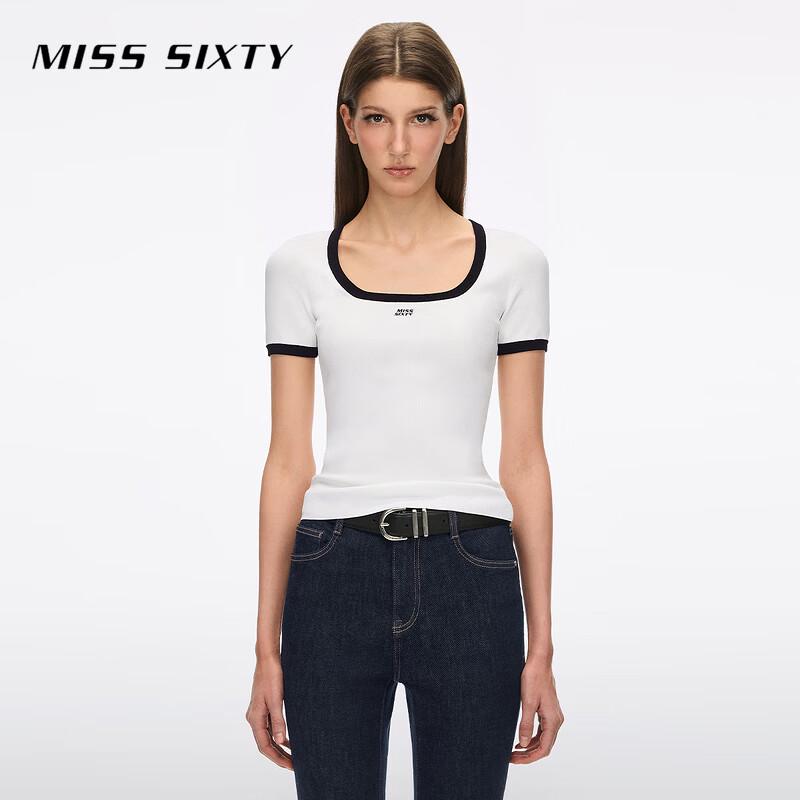 MISS SIXTY 2026 Spring Color-Block Square Neck Slim Fit Knitted Top S