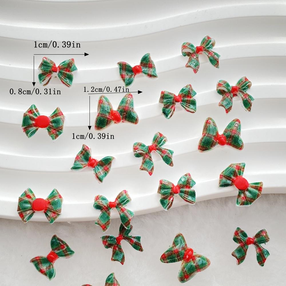 

50Pcs Cute Mini Colorful Christmas Bow Nail Art Flat back Rhinestone DIY Manicures Appliques Accessories Crafts