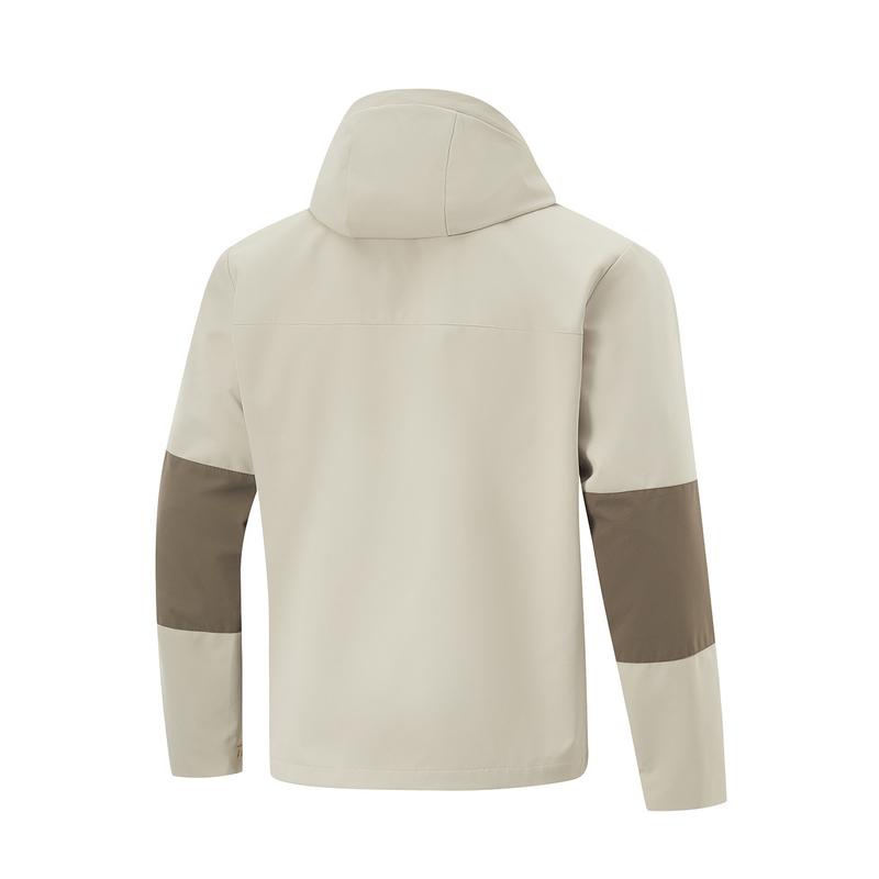 Li Ning Wade Series Sport Casual Minimalist Color Block Hooded Three-In-One Windbreaker Men Outerwear Khaki AWBU057-2