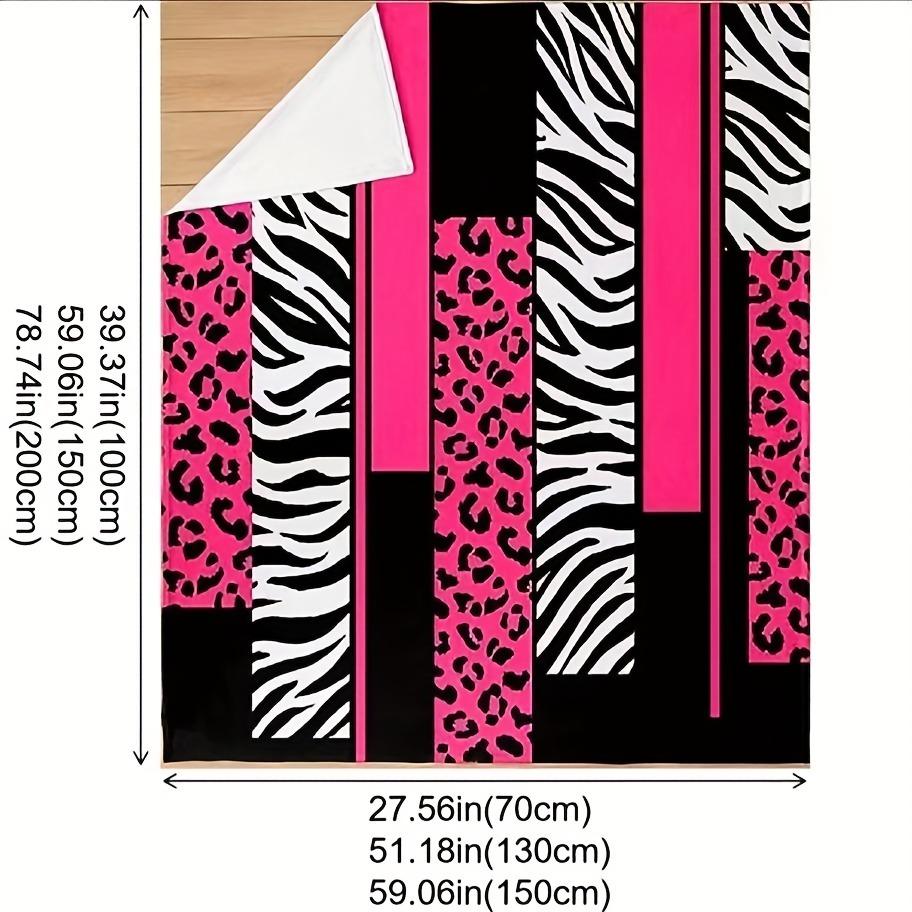 Pink Leopard Print Plush Blanket Air Conditioning Blanket Hunting Leopard Pink White Black Flannel Fleece Blanket  Animal Print