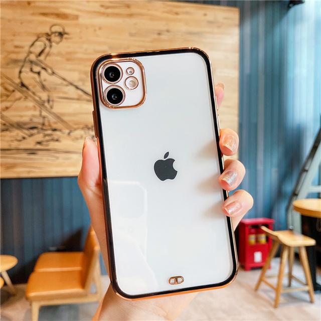 Electroplated Transparent Phone Case For Iphone 12 13 Pro 11 12 Max Xr X Xs Max 13pro 14pro Max Soft Clear Shockproof Back Cover