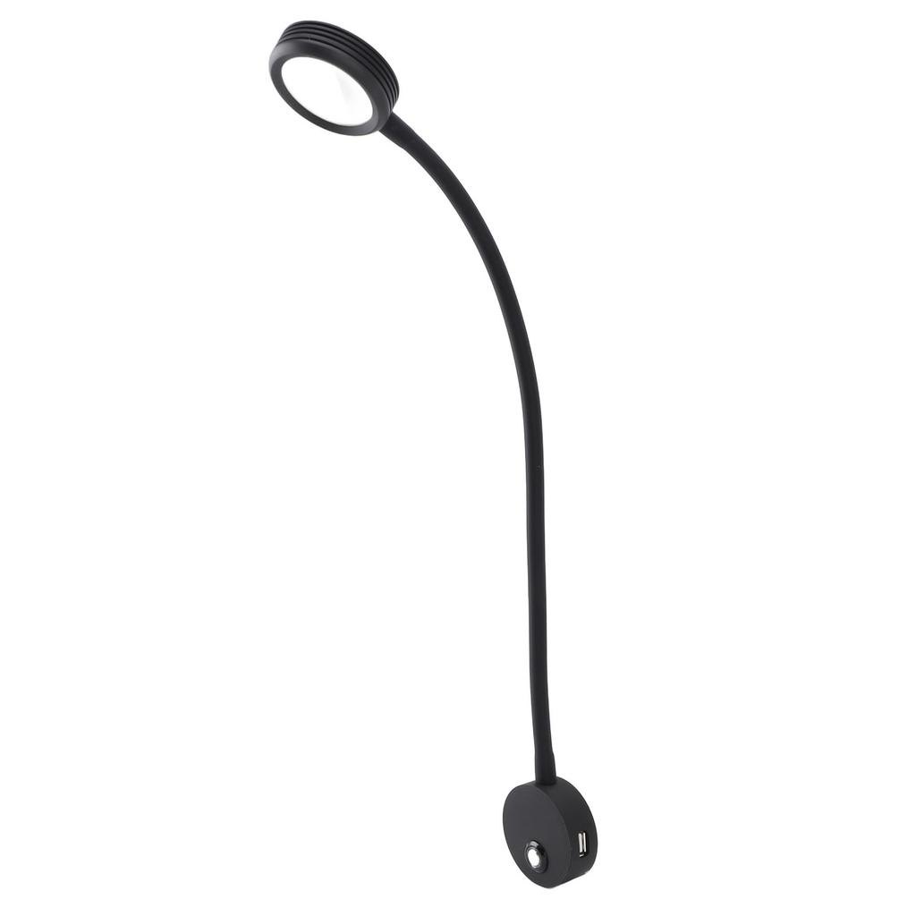 RV Reading Light with USB Port Flexible Gooseneck Bedside Wall Lamp for Boat Yacht 620‑625nm Red 3000‑320K Warm Light