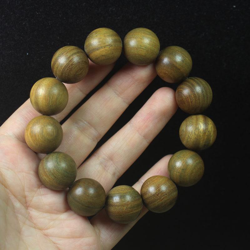 Green Sandalwood Single Loop Bracelet, Natural Fragrance Wooden Jewelry for Daily Wear