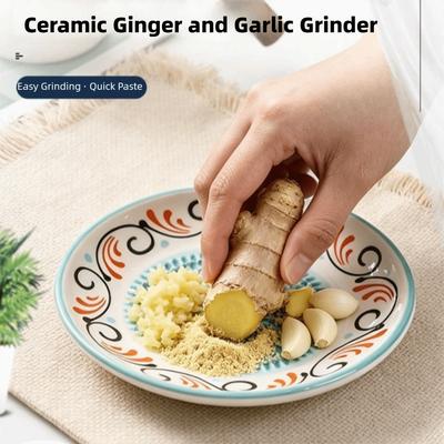 Ceramic Garlic Grater Plate 2-in-1 Tomato Grater Dish Garlic Ginger Masher  Kitchen Cooking