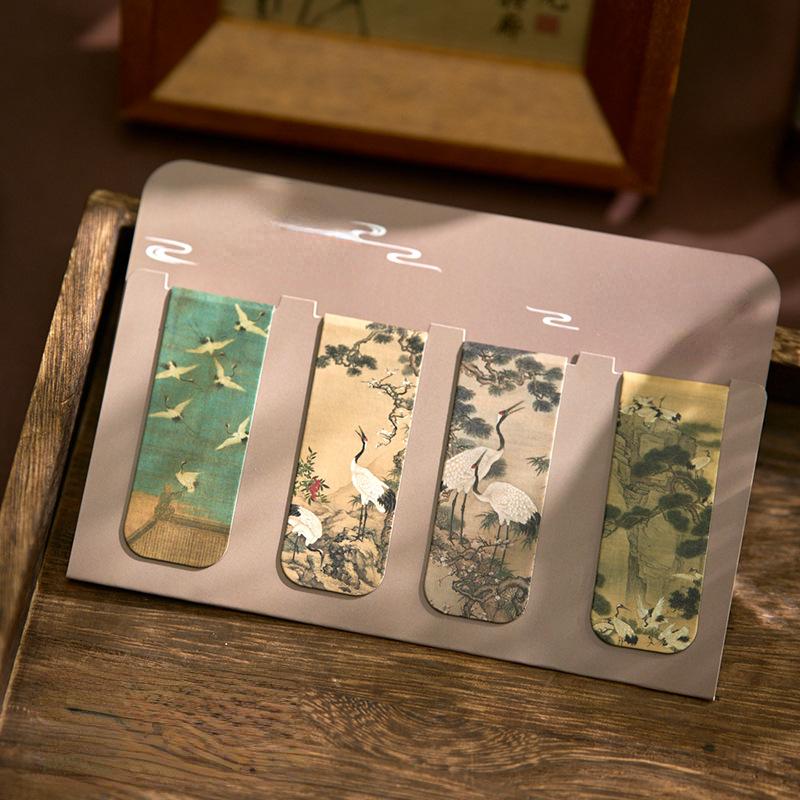 2/4/5 Stück/Set Chinesisches Retro Lesezeichen Bambus Lotus Kran Landschaft Lesezeichen für Lehrergeschenk Vintage Ästhetisches Magnetisches Lesezeichen