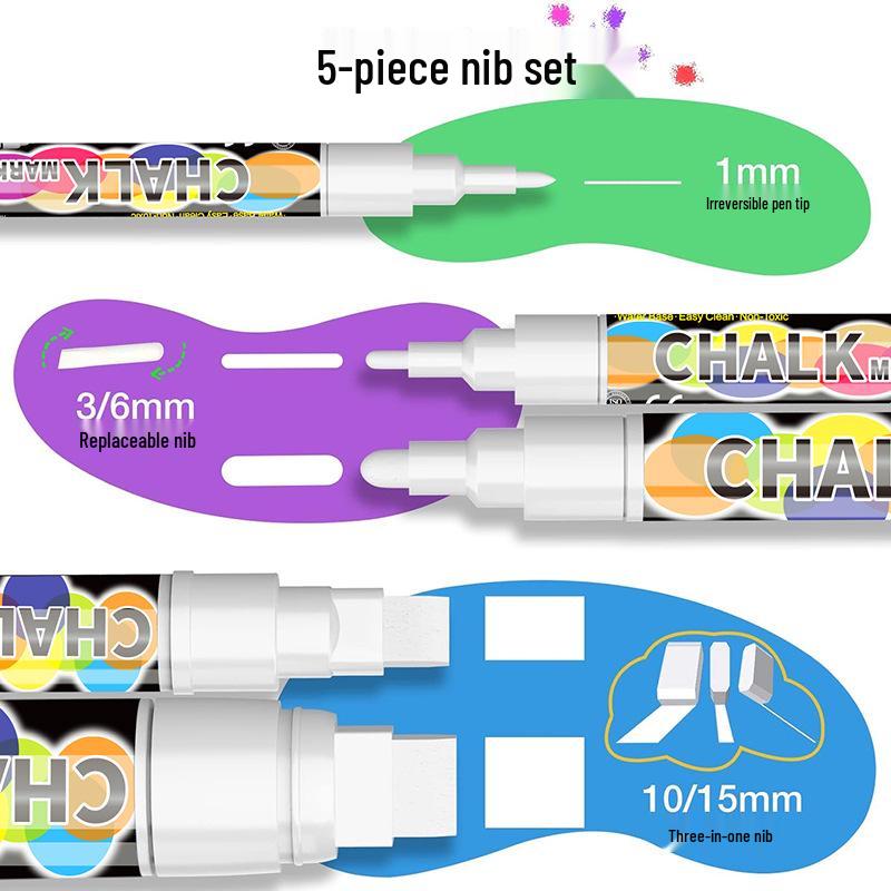 Erasable Chalk Pens: Dust-Free, Non-Staining, Fluorescent for Blackboard Graffiti & Posters