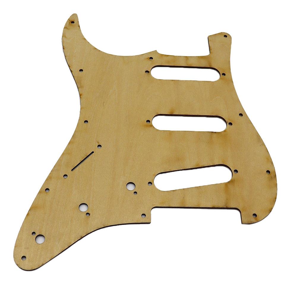 1Pcs Guitar Pickguard 11 Hole Sss Linden Wood With Decorative Flower Pattern For St Electric Guitars