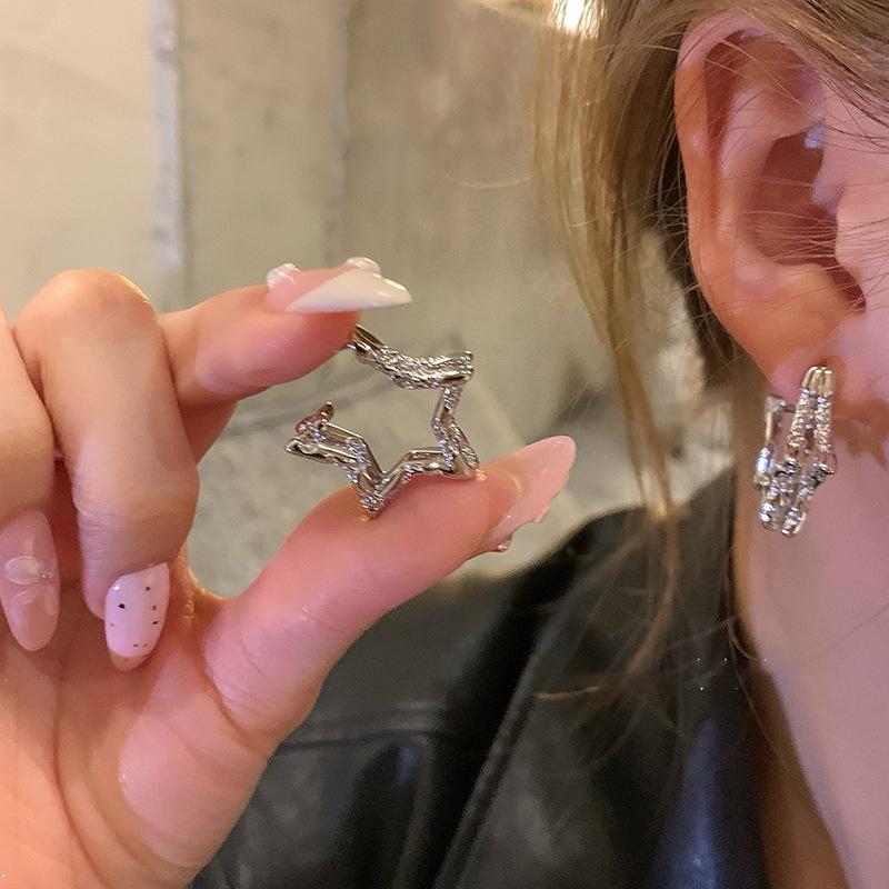 

New pentagram earrings cold wind unique temperament metal earrings women s simple personalized earrings