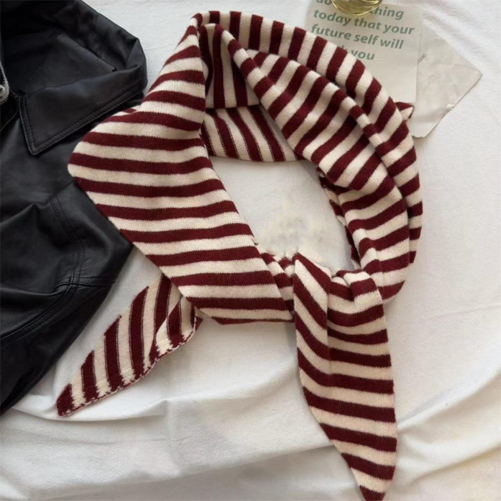 Solid Color Triangle Shawl Striped Cross Scarves Retro Large Wraps Clothing Accessories