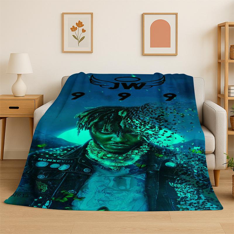 Retro Juice WRLD 999 Legende Rapper Star Flanelldecke Weiche Warme Überwurfdecke für Schlafzimmer Wohnzimmer Bett Reise Camping