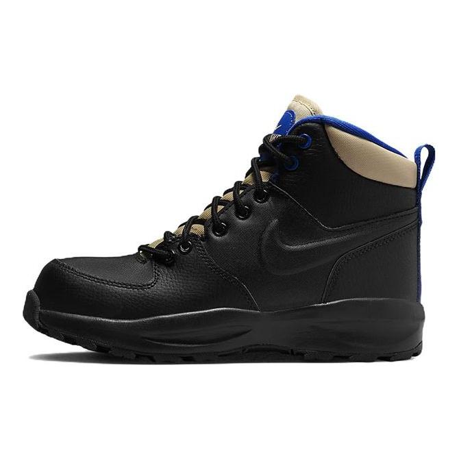Nike מנואה עור GS שחור שומשום נעלי סניקרס לילדים משחק-רויאל BQ5372-003
