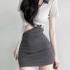 Hollow waist sexy dress high-end fake two-piece contrasting color hip skirt sweet hottie strap splicing short skirt