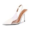 Fashion 2025 Pointy High Heels With New Temperament Transparent Pvc Patent Leather Black Sexy Overhead Sandals Women'S Single Shoes