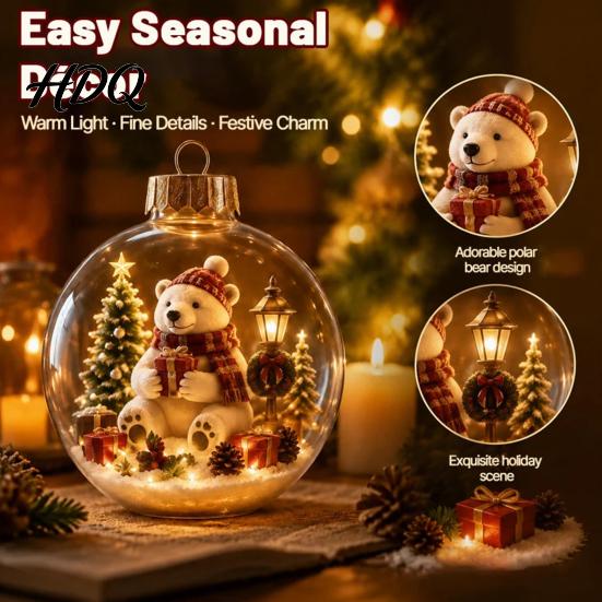 Cute Forest Animal Ornaments Christmas Story Ornament 3.15" Ball Hanging Decoration with Mini Holiday Scene Clear Plastic Sphere Decor Inside,