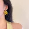 Elegant Hong Kong Style Yellow Petal Stud Earrings: Retro and Versatile Holiday Accessories for Women
