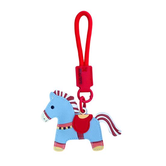 

Keychain Pendant Cartoon Horse Shape Key Holder Colorful Faux Leather Access Card Case Bag Lanyard Decorative Keychain Accessory