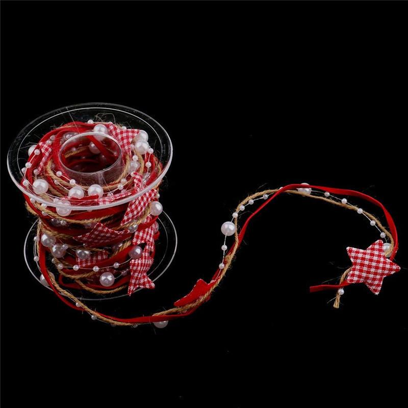 WTEMPO Five-Pointed Star Christmas Red Ribbon for Home Decoration Christmas Tree Christmas Wreath Gift Box Wrapping Festive Handcratfs Making Ribbon