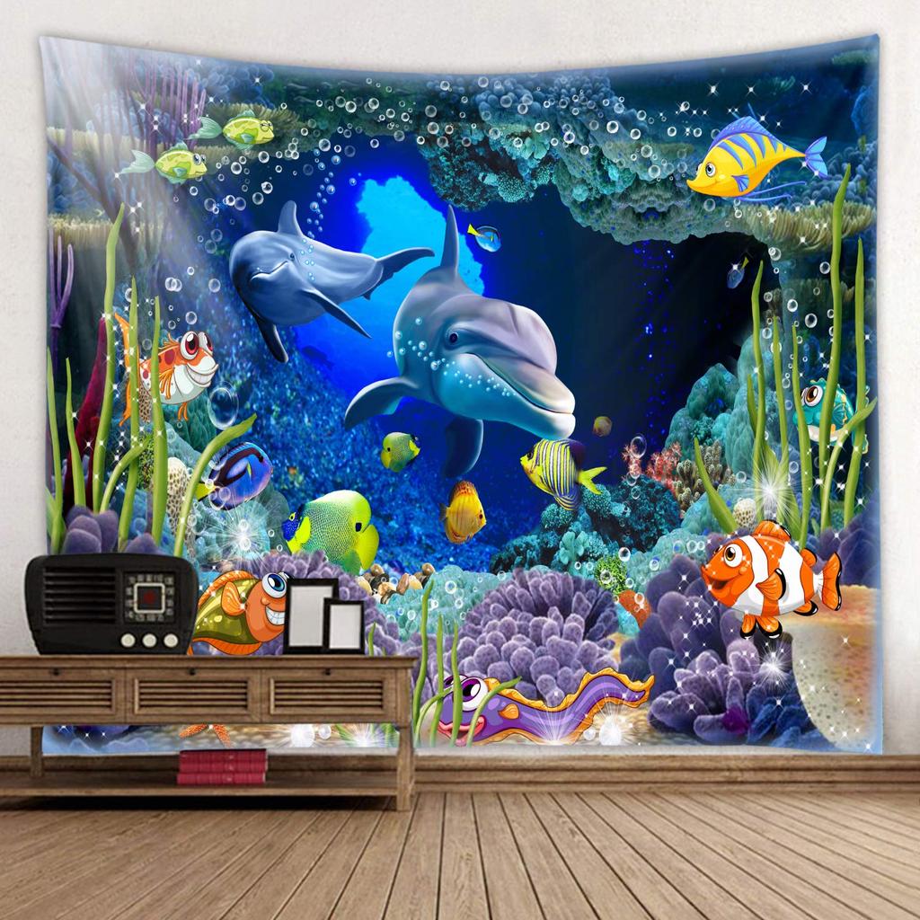 Ozean Delfin Wandteppich Wandbehang Lustiger Meeresleben Wandteppich Wandbehang Schlafzimmer Wale Delfin Wandteppich Wohnzimmer Dekor