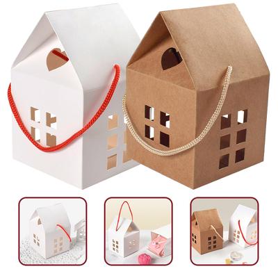 20pcs Candy Cookie Gift Boxes House-Shaped Paper Packaging Containers For Wedding Party Favor Chocolate Snacks Storage Treat