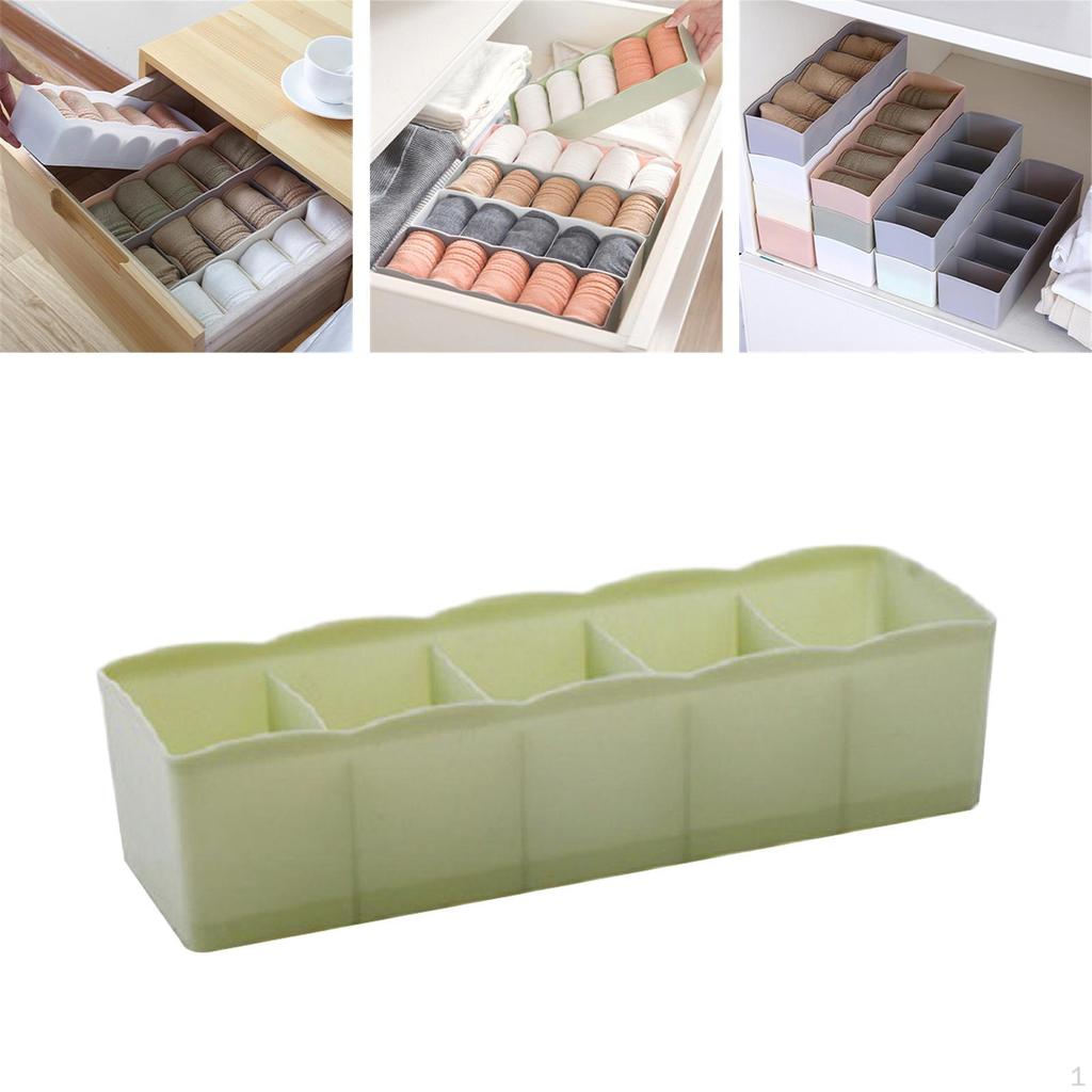 Closet Bins Organizer Drawer Bra Boxes Cosmetic Divider Storage 5 Cells Socks Tidy