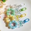 Plastic Fashion Beaded Bow Keychain Exquisite Candy Color Pearl Keyring Creative Shiny Bows Beaded Pendant Girls