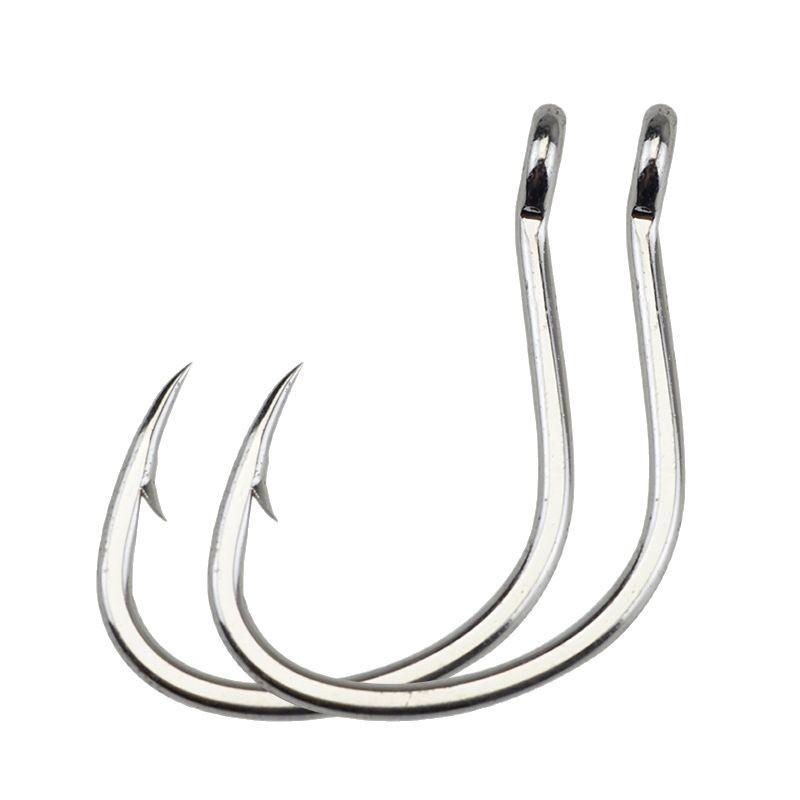 10Pcs Sets Tin-Plated Anti-Rust Jig Hooks with Eyelets High Carbon Steel Deep Sea Fishing Hooks