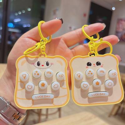 Cross-Border Handheld Toast Bread Whack-a-Mole Keychain Game for Kids - Small Pendant Toy