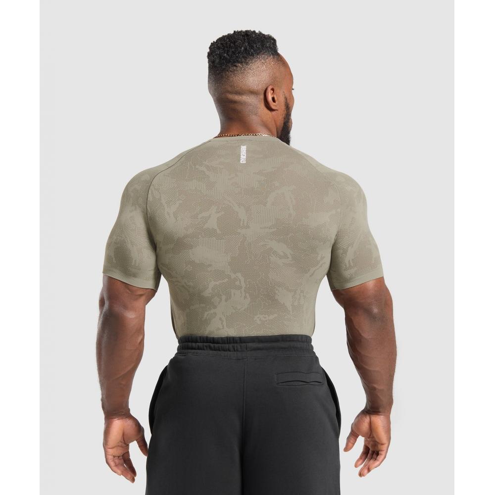 Gymshark Geo Seamless T shirT Linen Brown Camo Brown A5a2d Nb2d