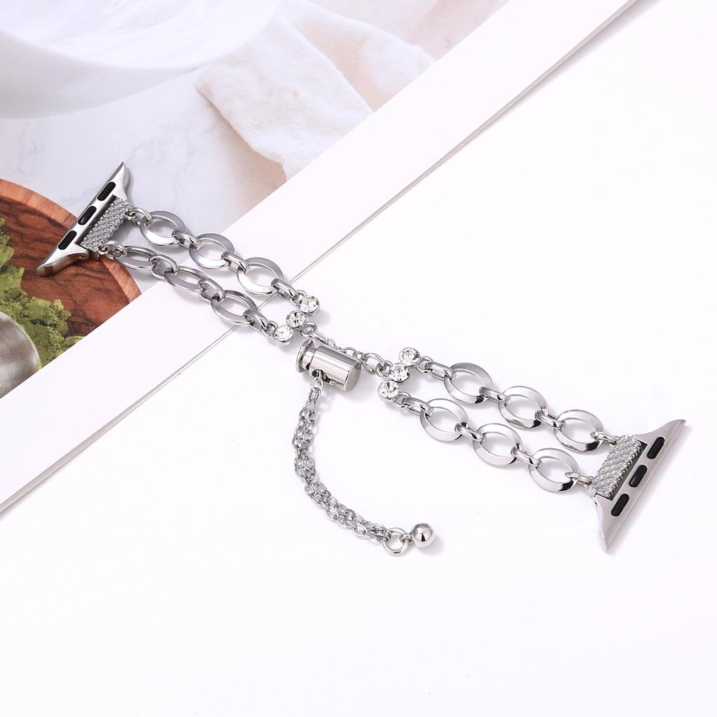 Double Chain Watch Band for Apple Watch Series 10 Ultra 9 8 7 SE 6 5 4 3 2 1 46mm 49mm 45mm 44mm 42mm Replacement Strap